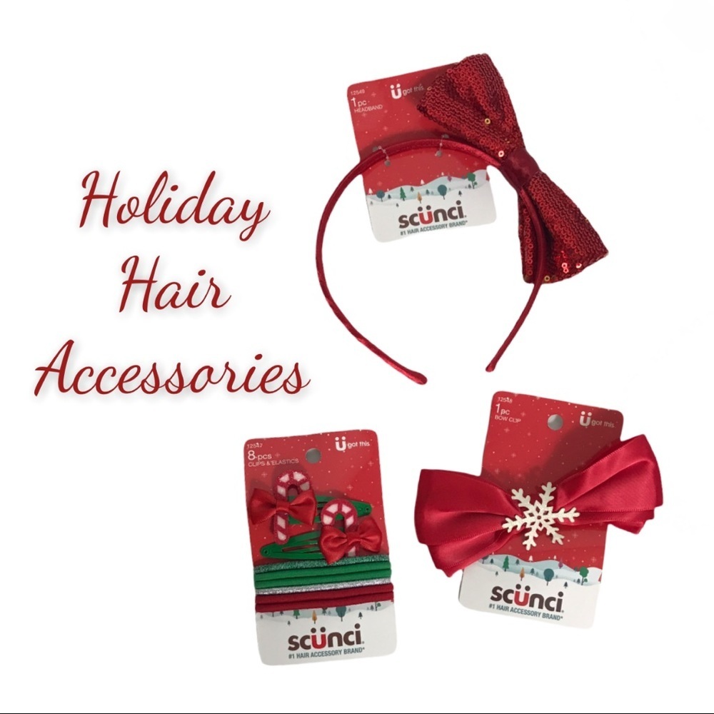 NWT Scunci Christmas Holiday Hair Accessories
